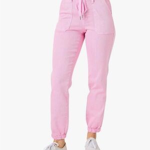 Judy Blue High Rise Garment Dyed Lt Pink Denim Joggers Size 28 Casual Playful